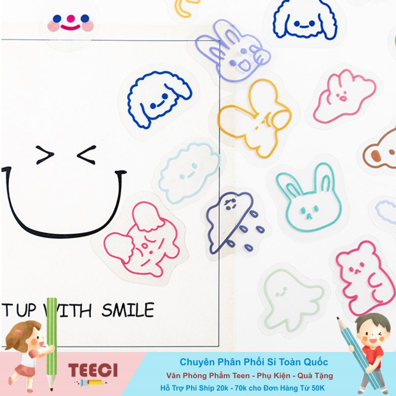 Set 40 Sticker Hình Dán Rosy Gấu Thỏ Xinh Xắn Trang Trí Sổ Tay Mohamm, Điện Thoại Vở Teeci657