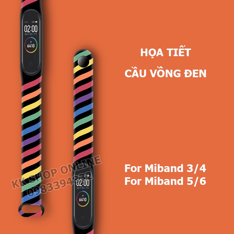 Dây đeo miband họa tiết màu xoắn cho Xiaomi Miband 3 4 5 6