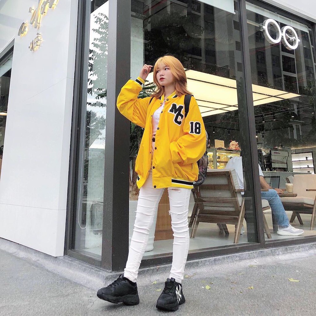 ÁO KHOÁC DÙ BOMBER MC MARCUS VÀNG ĐEN UNISEX - ÁO GIÓ KHOÁC MC 18 BÓNG CHÀY