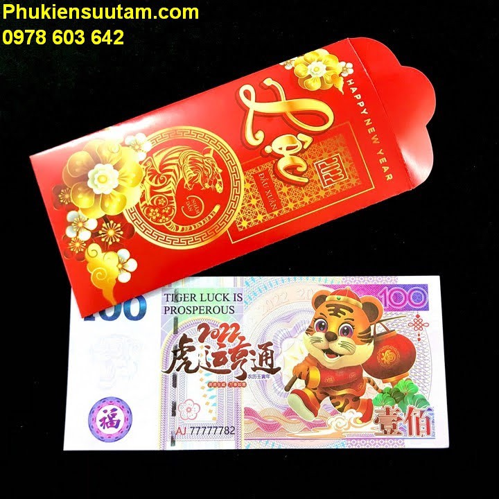 Tiền lì xì 100 hình con Cọp Đài Loan; Tiền lì xì độc lạ cho bạn bè và người thân nhân dịp năm mới 2022 Nhâm Dần-SP005390