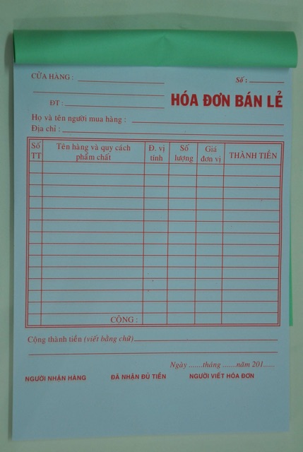 Hoá đơn bán lẻ 13x19 cm