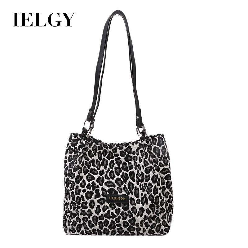 Túi xách đeo vai IELGY cỡ lớn in họa tiết da báo phong cách Hàn Quốc sành điệu dành cho học sinh