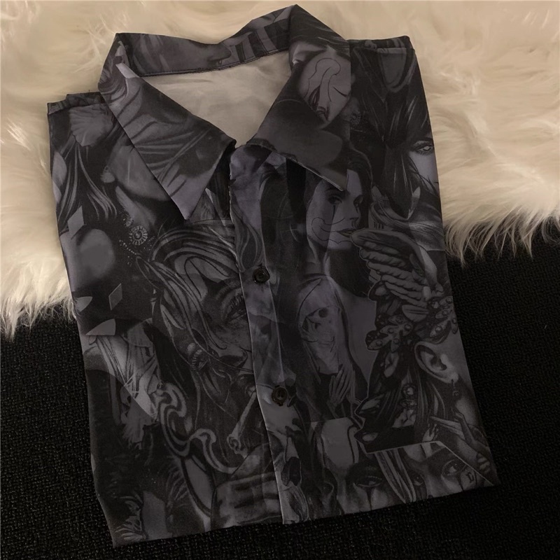 Áo sơ mi ngắn tay nam nữ vintage vải lụa thoáng mát cao cấp