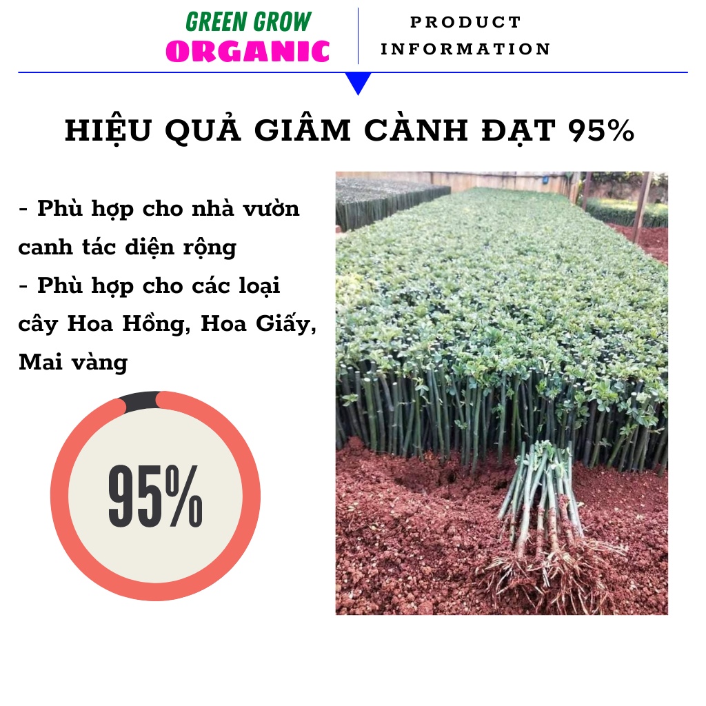 Kích rễ cực mạnh Green Grow Organic dùng giâm cành Hoa Hồng, Hoa Mai, Hoa Giấy, Hoa Lan giúp ra rễ sau 7 ngày MS112