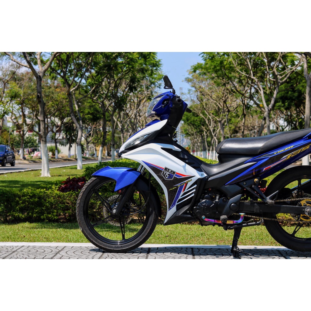 Tem /decal Rời Dán Xe Exciter 135 Mẫu Y15 Trắng Xanh Cực Hot, Hàng 3 Lớp Chất Lượng Cao