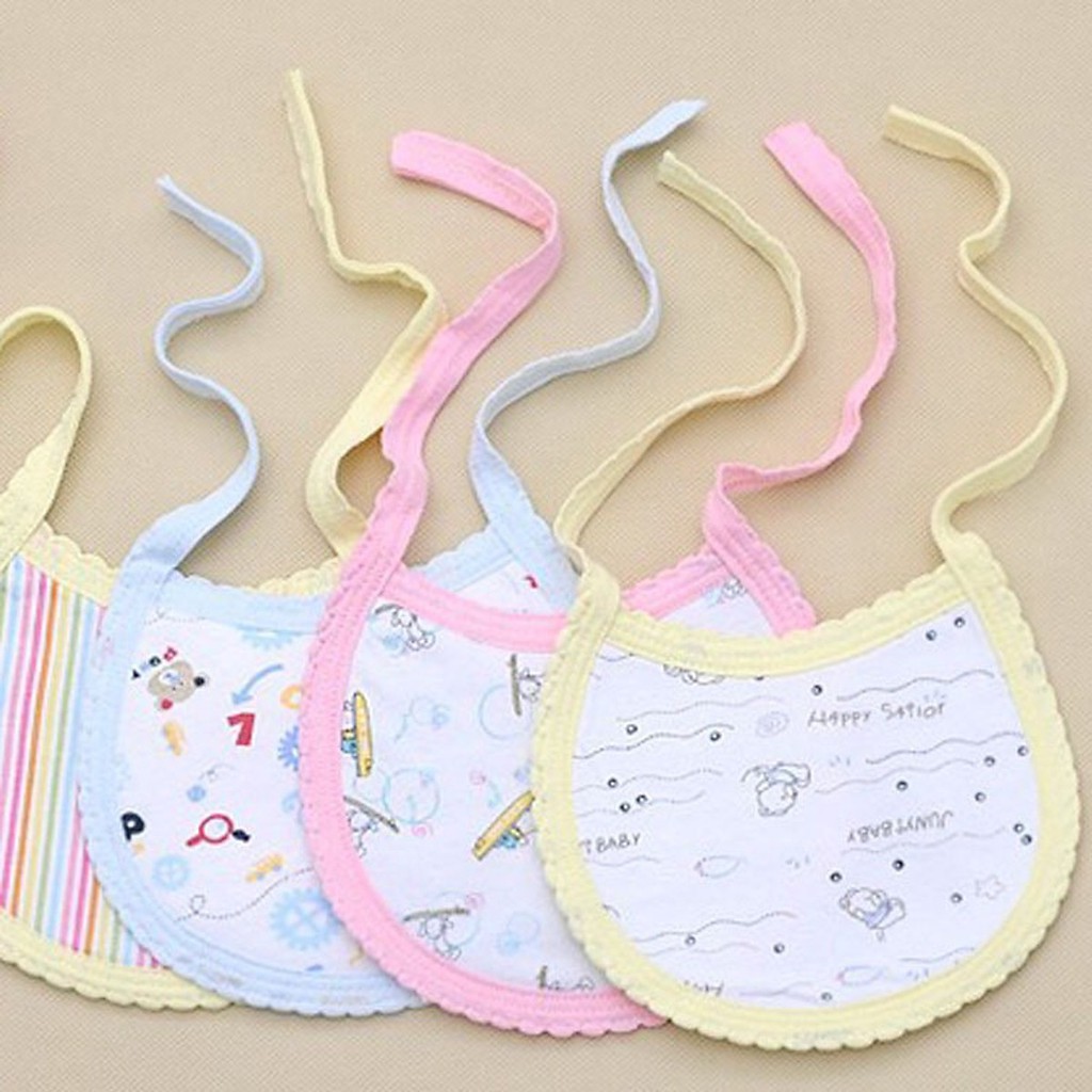 Yếm bông cotton tròn siêu mềm giữ ấm cổ và ngực cho bé