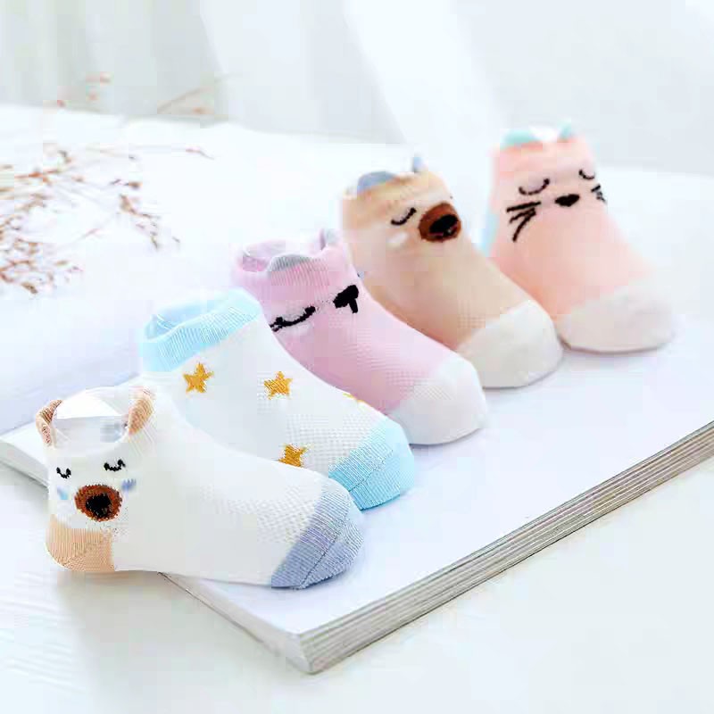 Set 5 đôi tất lưới cổ thấp cho bé trai và bé gái từ 0-2 tuổi chất cotton lưới thông thoáng nhẹ nhàng Baby-S - ST002