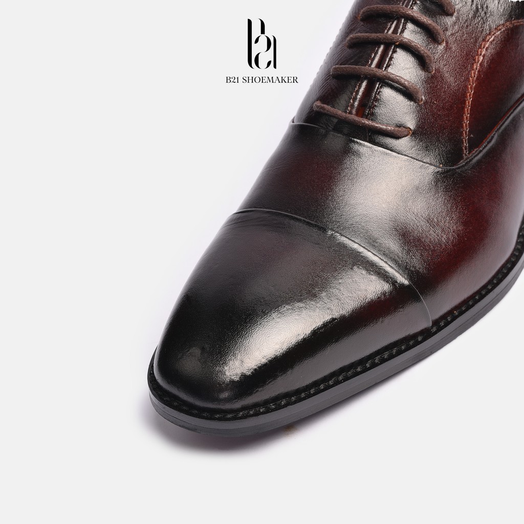 Giày Buộc Dây OXFORD Da Bò Thật Đế Phíp Gỗ Lót Giày Thoáng Khí 0,5cm Phong Cách CLASIC Công Sở Basic - B21 Shoemaker