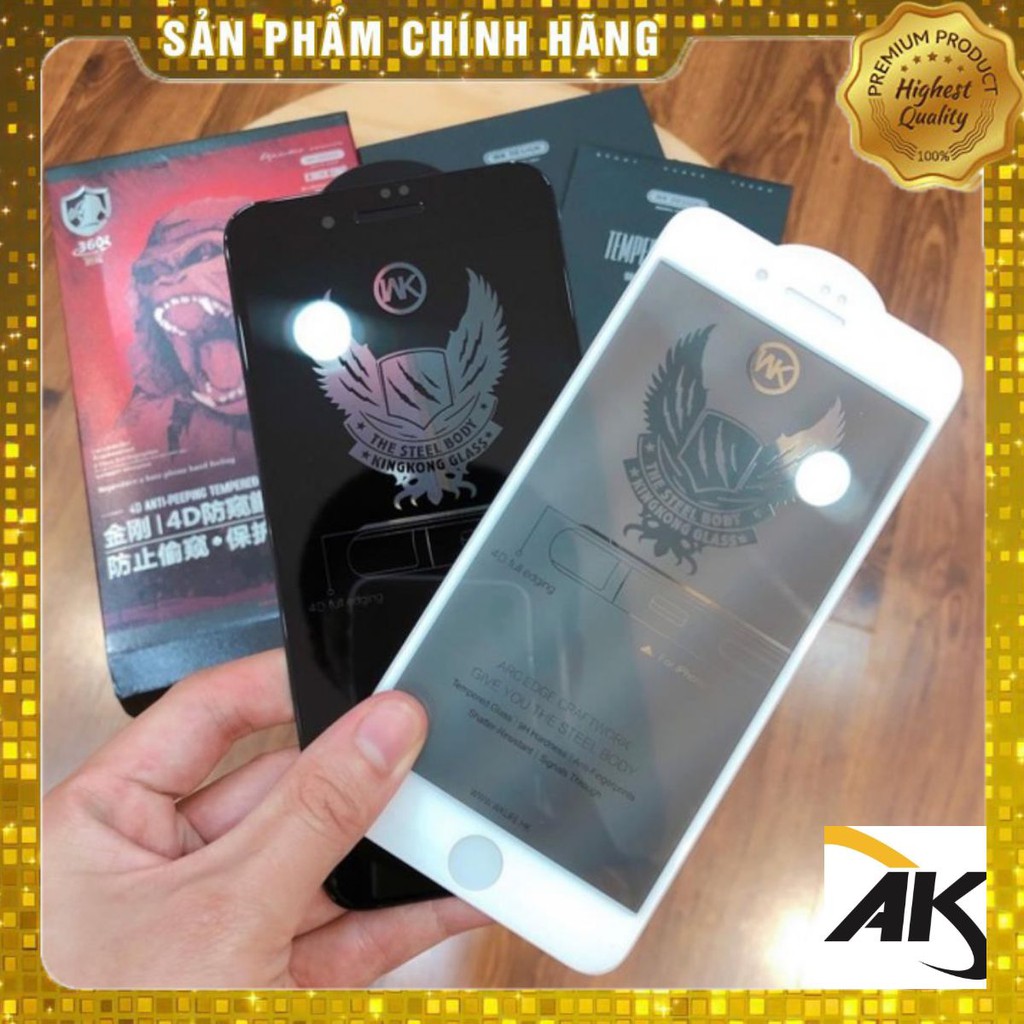 ⚡[CHÍNH HÃNG] Kính Chống Nhìn Trộm King Kong WkDesign cho iPhone 6/7/8/6P/7P/8P/X/XSMAX/11PRO/11PROMAX