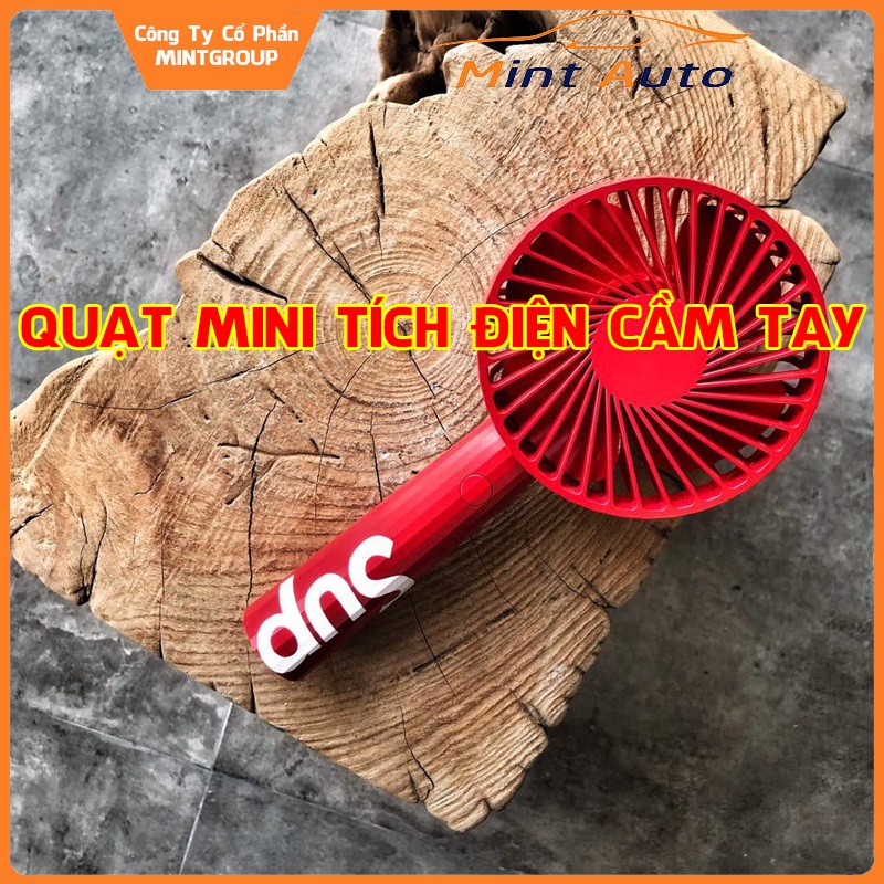 Quạt mini tích điện cầm tay Superme có đế để bàn 3 tốc độ gió