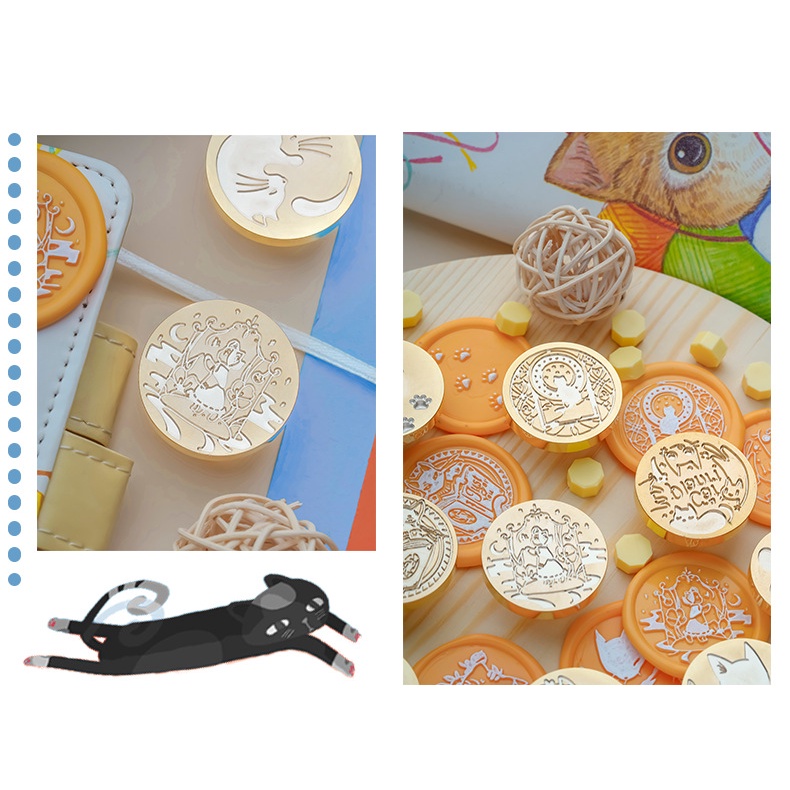 Con Dấu Sáp Niêm Phong Bì Thư/ Sổ Tay Hình Chú Mèo Dễ Thương DIY