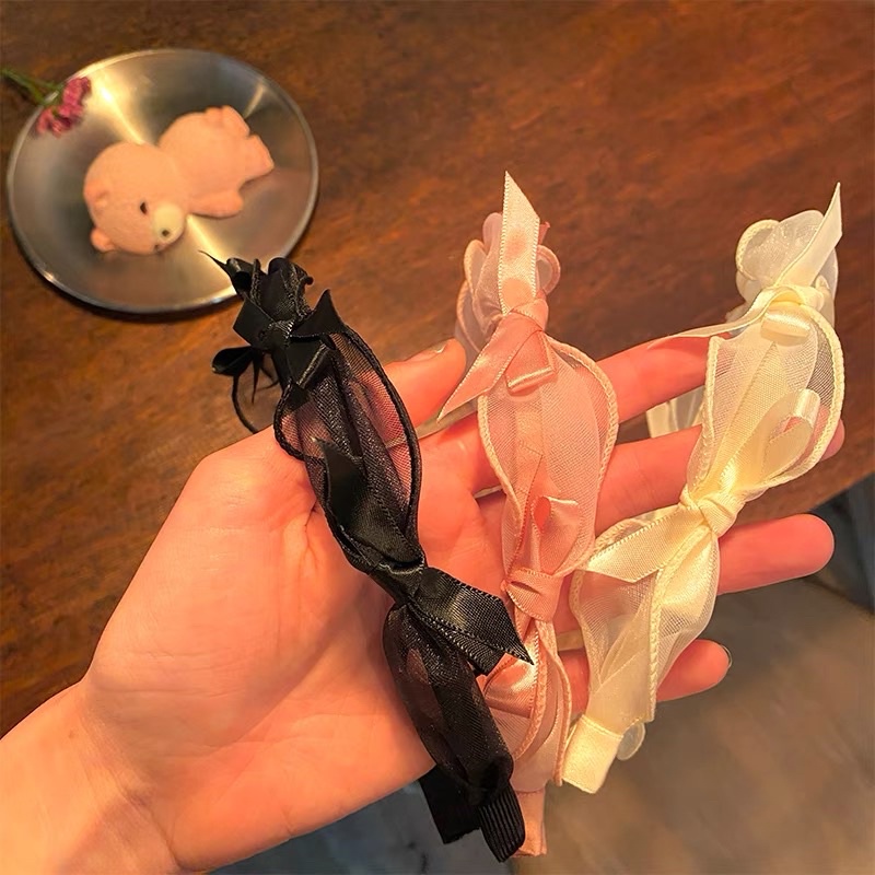 Băng đô tóc voan bèo phối nơ lụa mac K-990