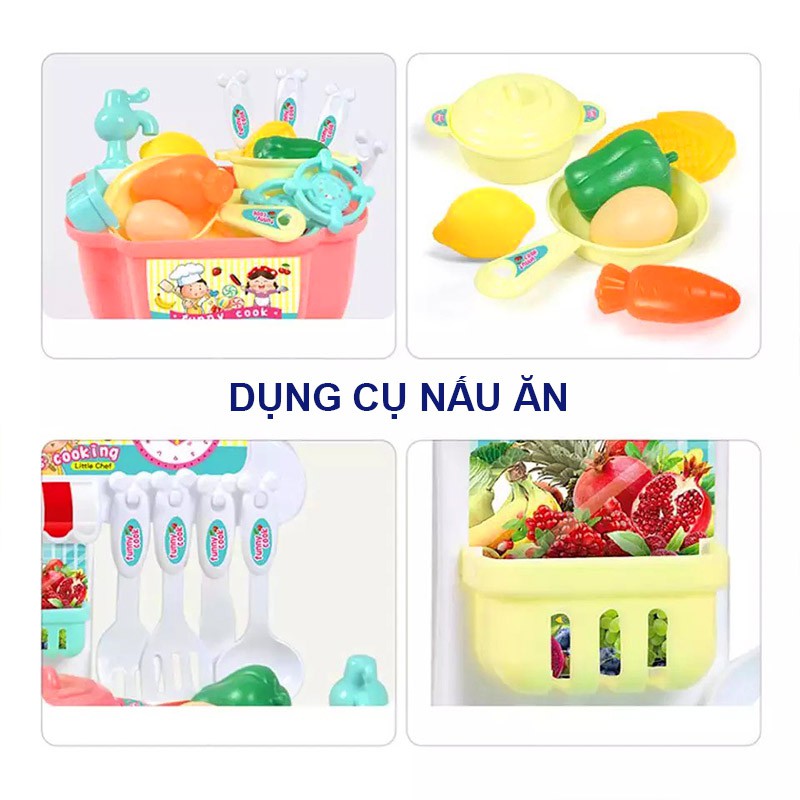 Bộ nấu ăn cho bé, Bộ đồ chơi nấu ăn 22 chi tiết kèm bàn bếp bằng nhựa nguyên sinh ABS an toàn cho bé Baby-S - SDC015