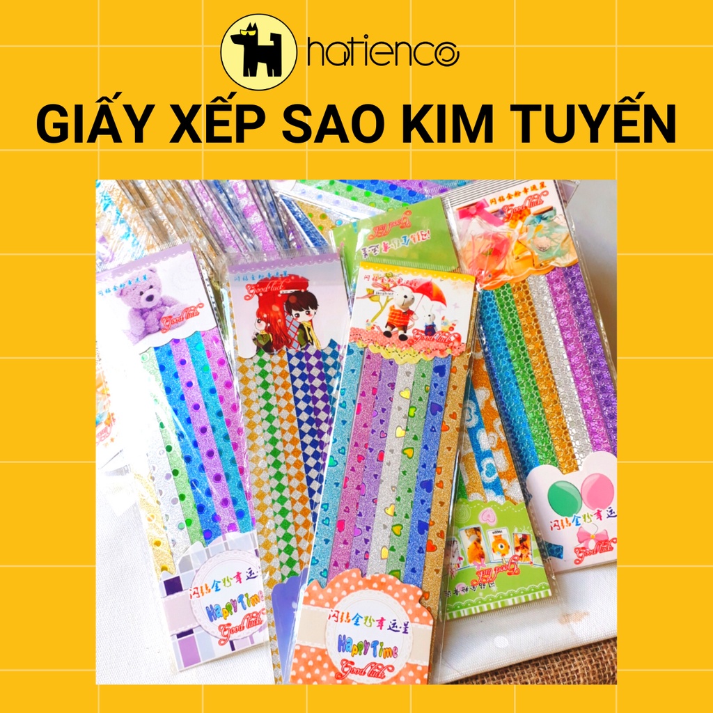 Giấy xếp sao,gấp ngôi sao kim tuyến xịn đẹp