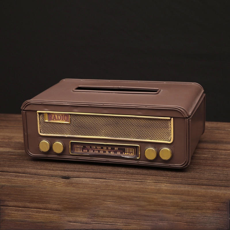 Hộp Đựng Khăn Giấy Bằng Sắt Hình Chữ Nhật Phong Cách Retro