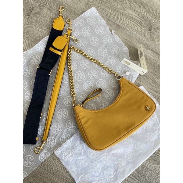 Túi kẹp nách, đeo chéo nữ Tory burch thiết kế vải phối da thật trẻ trung