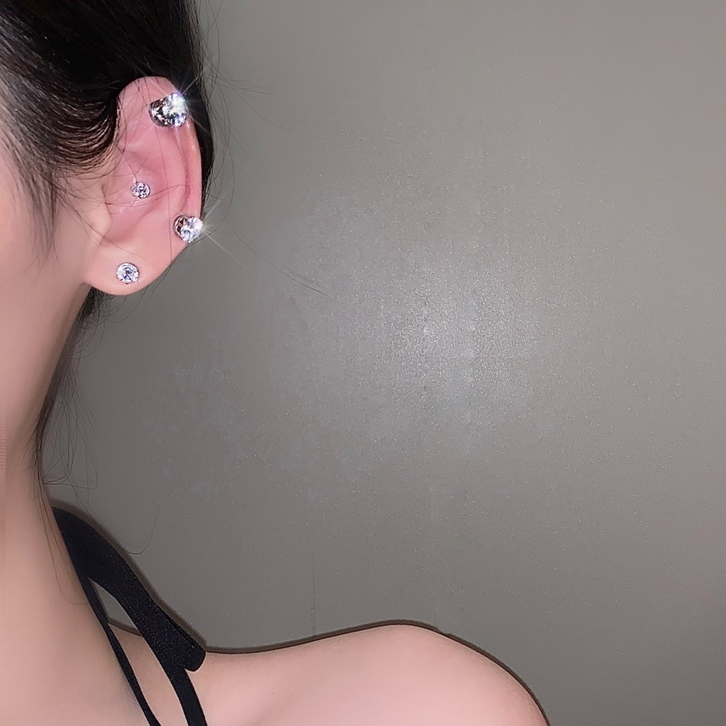 Khuyên Tai Đính Đá Hút Nam Châm Kiểu hip-hop Sáng Tạo Cá Tính Cho Nữ