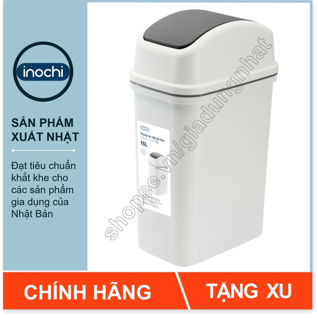 Thùng Rác Nhựa Nắp Lật Inochi 15 Lít Rất Đẹp Làm Sọt Rác Văn Phòng, Khách Sạn, Đựng Rác Gia Đình, Để Bàn Trong Nhà