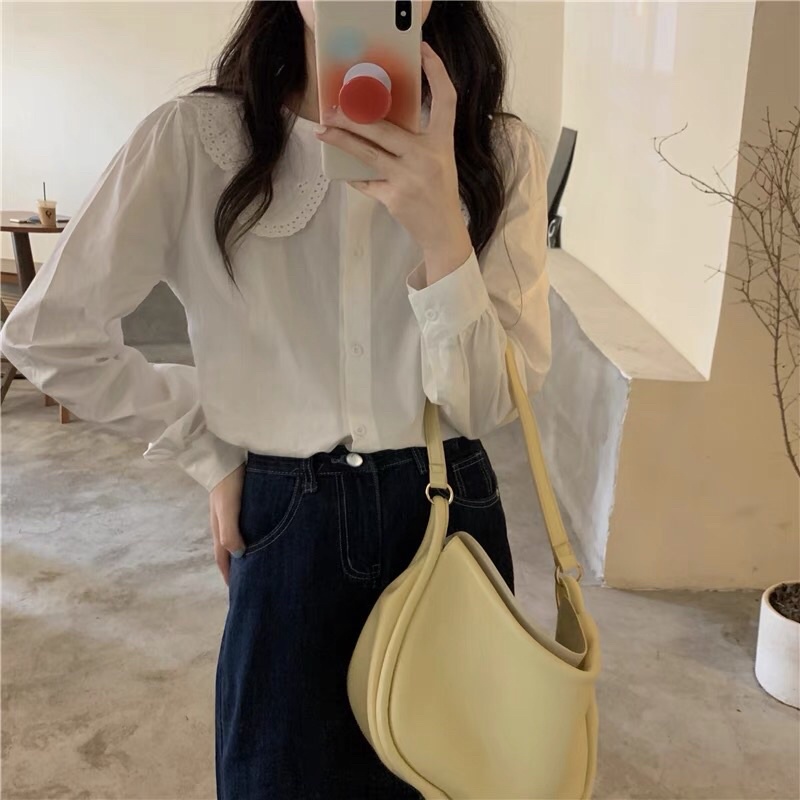Áo sơ mi xanh/hồng/trắng cách điệu xinh xắn👑👑👑