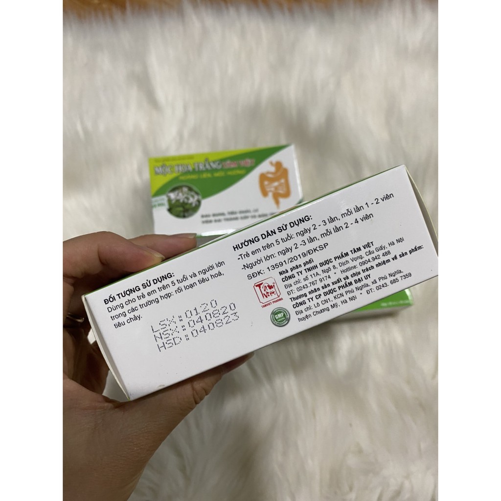 Giảm đau bụng, tiêu chảy - Viên MỘC HOA TRẮNG hộp 100 viên - Hỗ trợ tăng cường tiêu hóa, giảm đầy bụng, khó tiêu