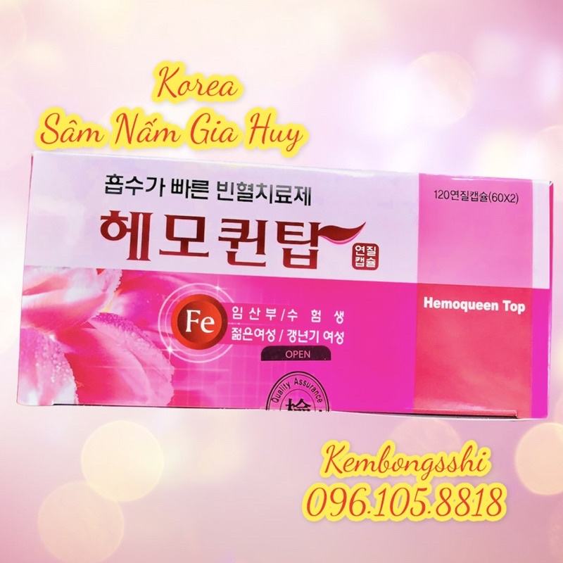 [HÀNG MỚI VỀ] Viên Uống Bổ Sung Sắt HEMOQUEEN TOP Hàn Quốc, Hộp 120 Viên