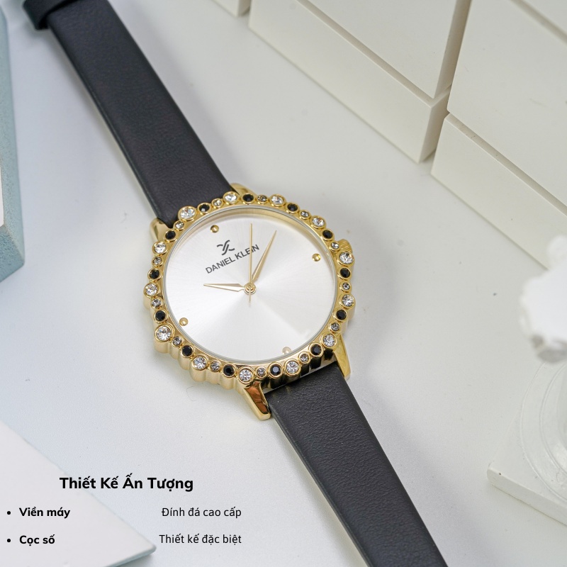 Đồng hồ nữ dây da cao cấp Daniel Klein DK.1.12525 đính đá, chống nước chính hãng