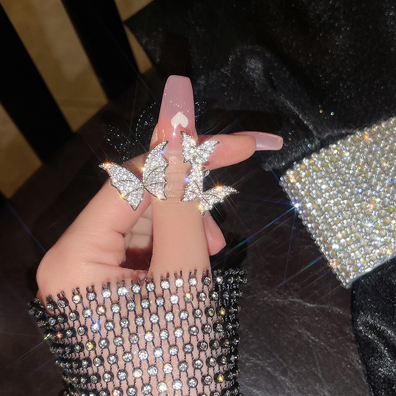 Nhẫn Hình Bướm Đính Đá Zircon Phong Cách Thời Trang Tinh Tế