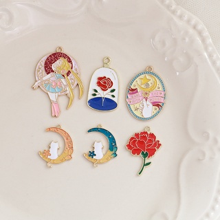 Sailor moon mặt dây chuyền thủy thủ mặt trăng / hoa anh đào / mèo / thủy thủ mặt trăng bằng hợp kim