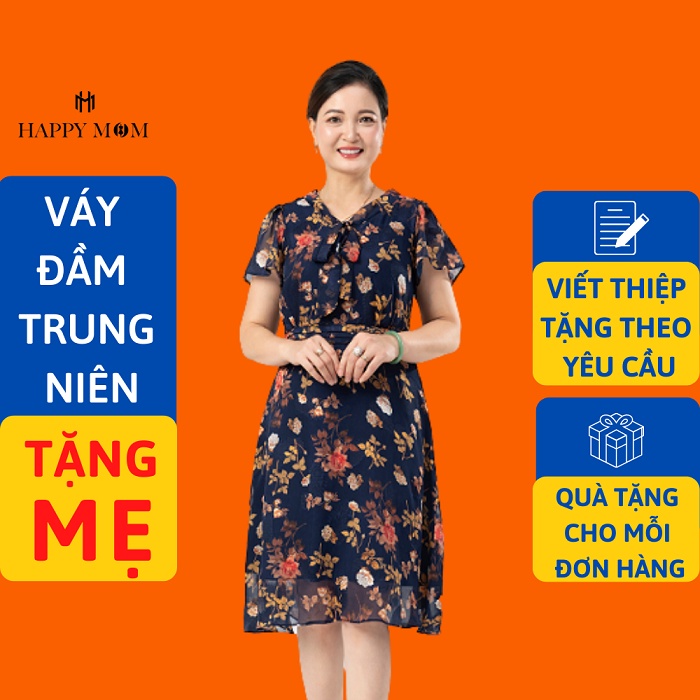 Mẫu Đầm Trung Niên Cho Mẹ, Đầm Trung Niên Tặng Mẹ Thiết Kế Sang Trọng Cực Đẹp FULL SIZE, Happy Mom - Đầm Tặng Mẹ