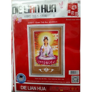 Tranh thêu chữ thập phật bà quan âm 223017-43x60cm