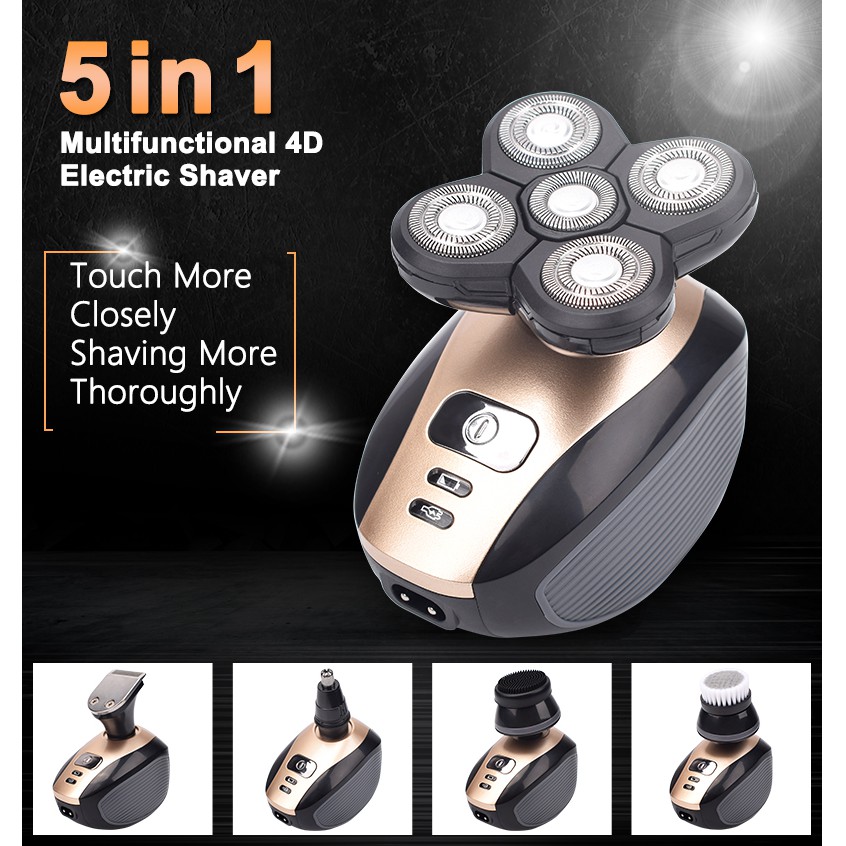 Máy Cạo Râu Cao Cấp Đa Năng 4D 5in1 - Cạo Râu. Cắt Tỉa Lông Mũi, Massage Da Mặt, Chống Thấm Nước Cao Cấp, Bảo Hành 6T