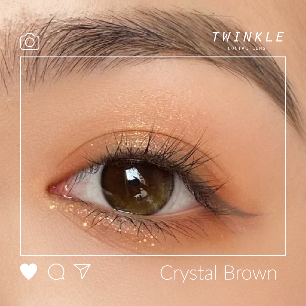 Kính áp tròng hiệu ứng trong veo như filter Crystal Brown, phủ bóng mắt lens twinkle