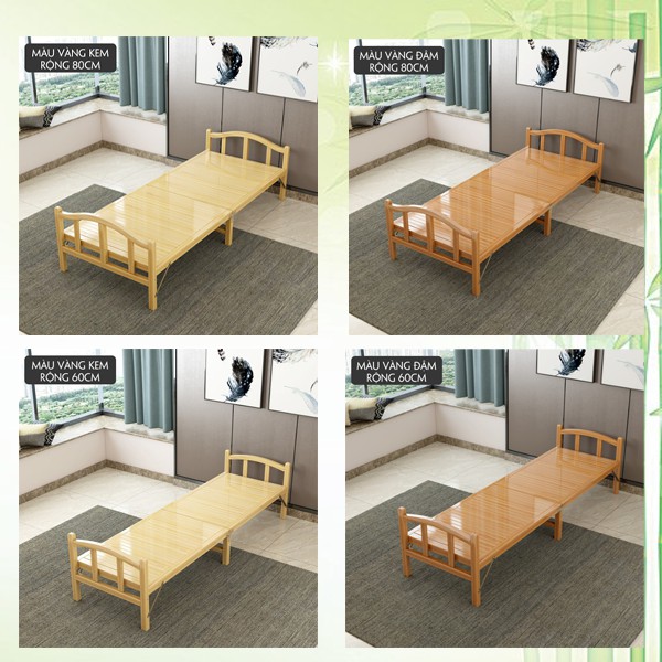 (RẺ VÔ ĐỊCH)Giường gấp gọn - Giường Tre nằm thư giãn, Gia công siêu đẹp KT : 195 x 80 cm ( Vàng Đậm, Vàng Kem ) | BigBuy360 - bigbuy360.vn