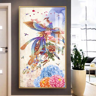 tranh thêu chữ thập phượng hoàng