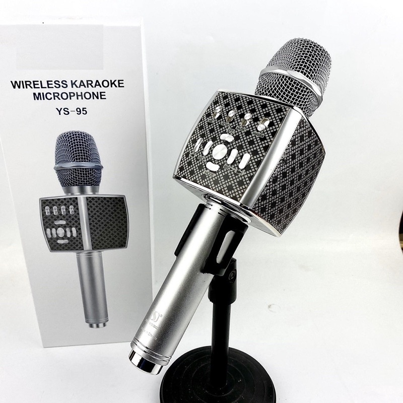Mic Karaoke YS95 Cao Cấp- Micro Bluetooth YS-95 Tích Hợp Loa Bass Hay Không Dây, Livestream Hỗ Trợ Thẻ Nhớ, USB