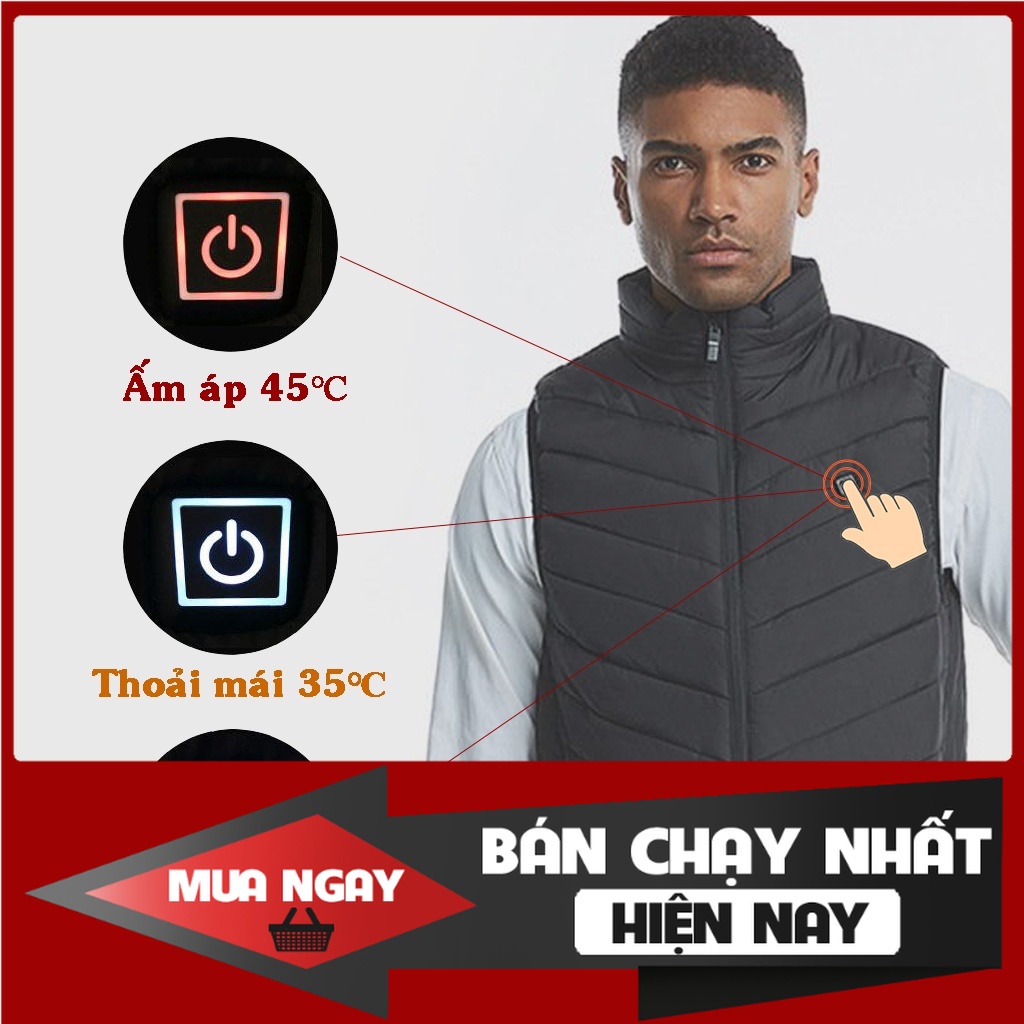 Áo Sưởi Điện Ấm Áp Mùa Đông Sử Dụng Pin Dự Phòng Lên Đến 8 Giờ Điều Chỉnh Nhiệt Độ Từ 25-45 Độ