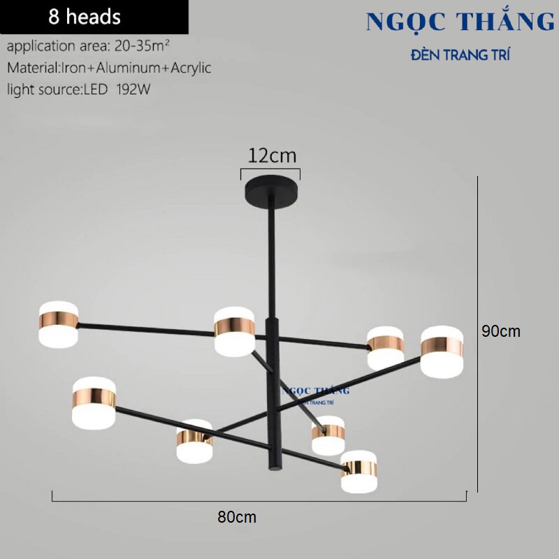 Đèn thả trần 8 bóng cao cấp trang trí phòng khách phòng ngủ bàn ăn tích - ảnh sản phẩm 2