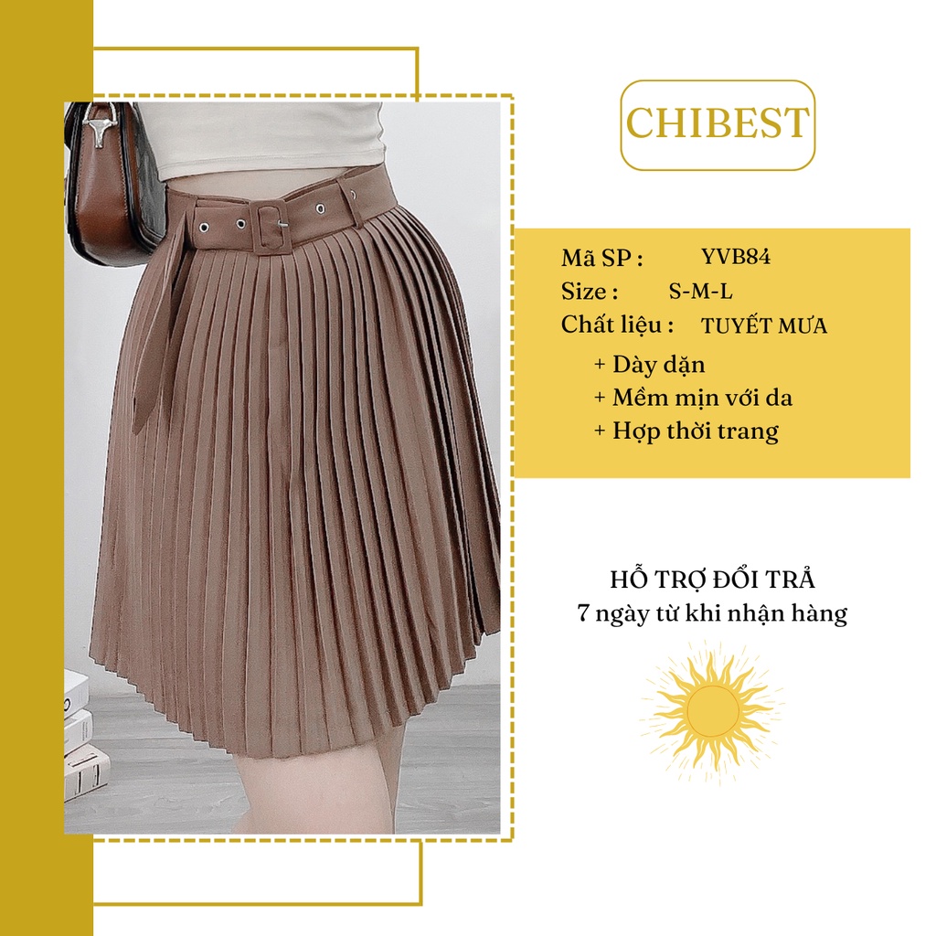 Chân váy ngắn xếp ly kèm đai CHIBEST (𝐘𝐕𝐁𝟖𝟒)