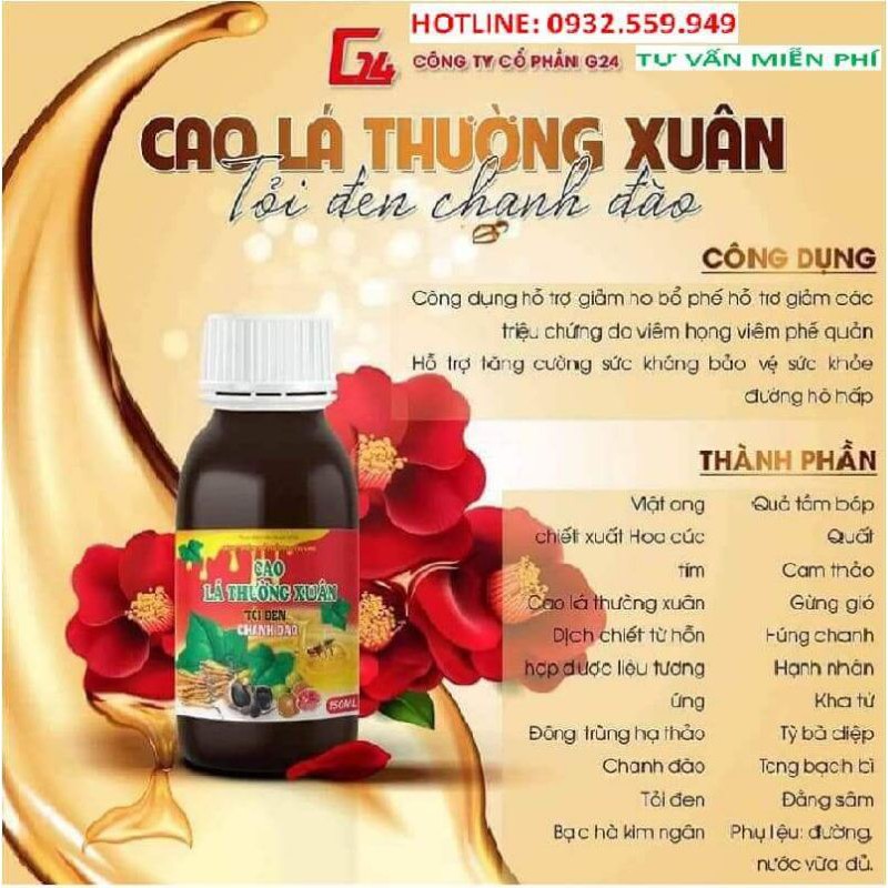 Cao Ho Lá Thường Xuân Tỏi Đen Chanh Đào