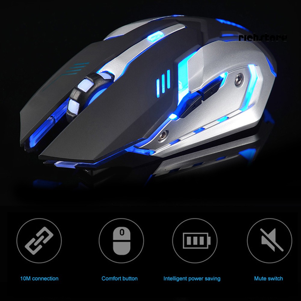 Chuột Gaming X7 Quang Học Không Dây Có 6 Nút Bấm Với 7 Màu