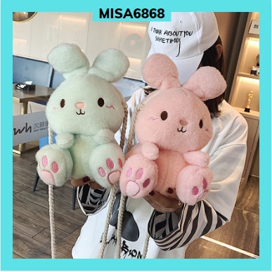 Túi thời trang đeo chéo hình thỏ nhồi bông cute, đáng yêu