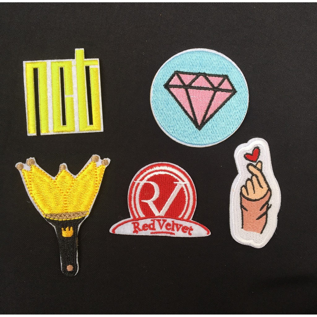 Sticker / patch / miếng vải thêu có keo ủi nhiệt hình bắn tim saranghae biểu tượng âm nhạc kpop hàn quốc