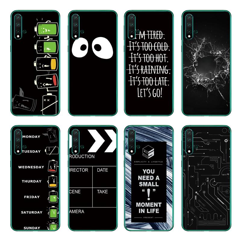 Ốp điện thoại TPU mềm họa tiết độc đáo sắc đen cho Huawei Honor 20 Pro/Honor 20S/Honor Play 3/Nova 5T