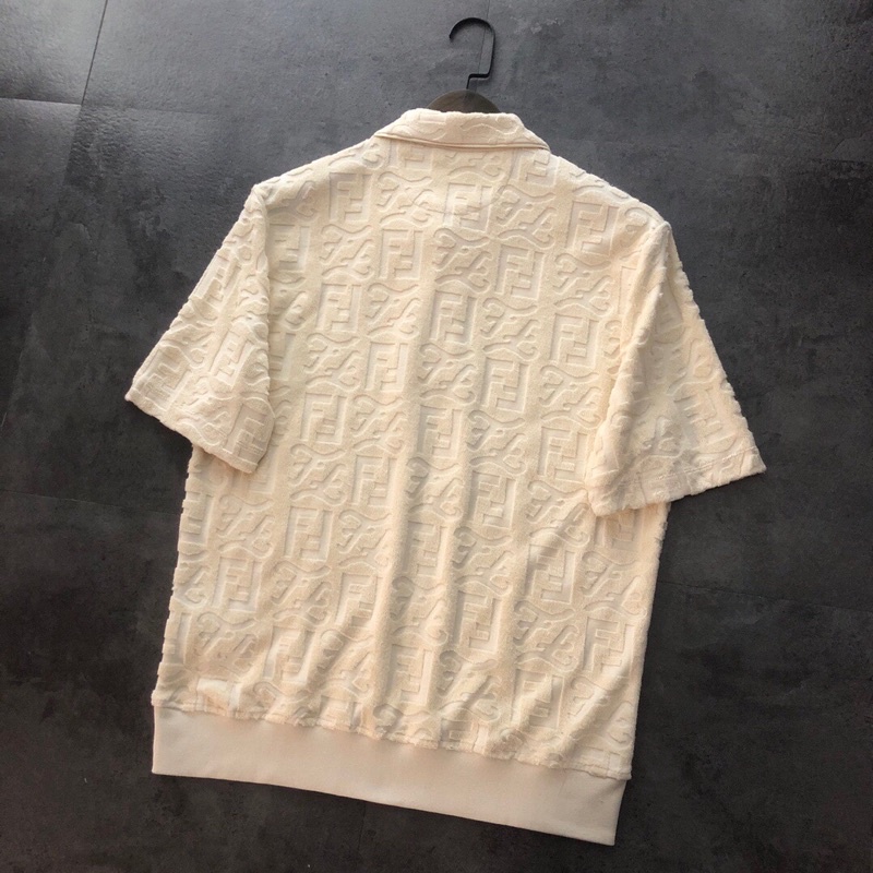 Áo polo ngắn tay logo thương hiệu Fendi FD mẫu mới 2022 cao cấp cải bông phối jacquard mềm mại thoáng khí