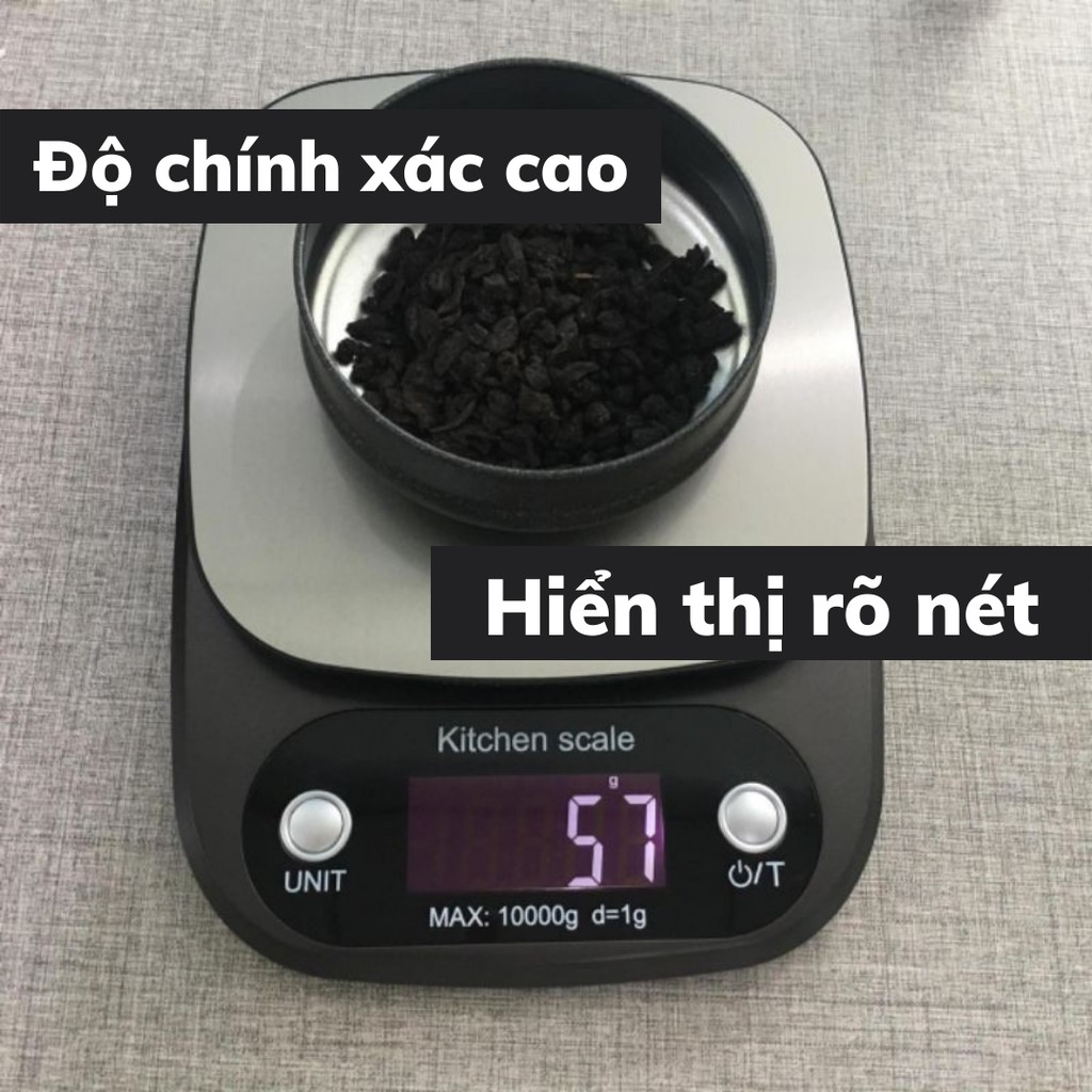 Cân tiểu ly điện tử nhà bếp 1g - 10kg dùng để làm bánh tại nhà độ chính xác cao tặng kèm pin AAA