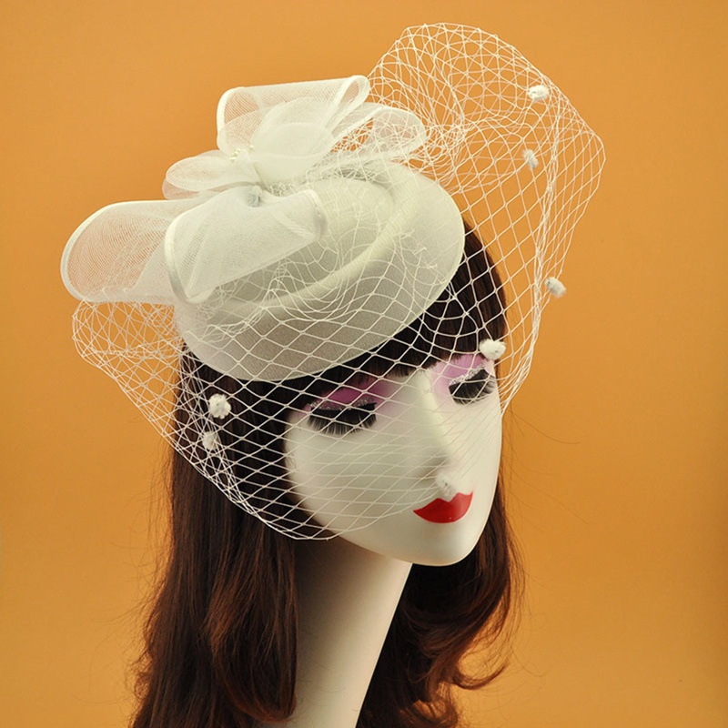 Mũ Lưới Thắt Nơ Phối Mạng Che Mặt Dùng Chụp Ảnh Tiệc Cưới
