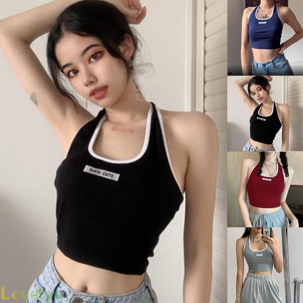 【LOVELYU】LomcWomen 3 Hole Crop Top Camisole Twopiece Sleeveless Uneck Sexy Fashion TJJjrB【Good Quality】