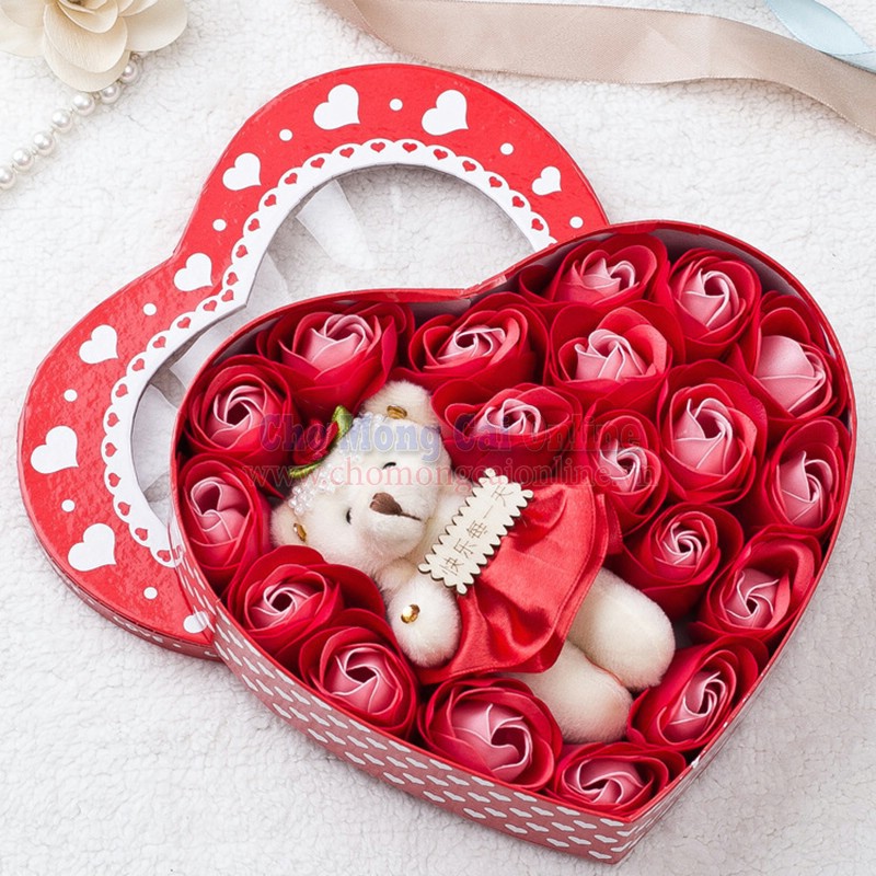 Hoa Sáp Thơm Trái Tim 18 Bông