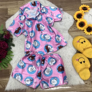 Bộ ngủ phi bóng Pijama gấu line