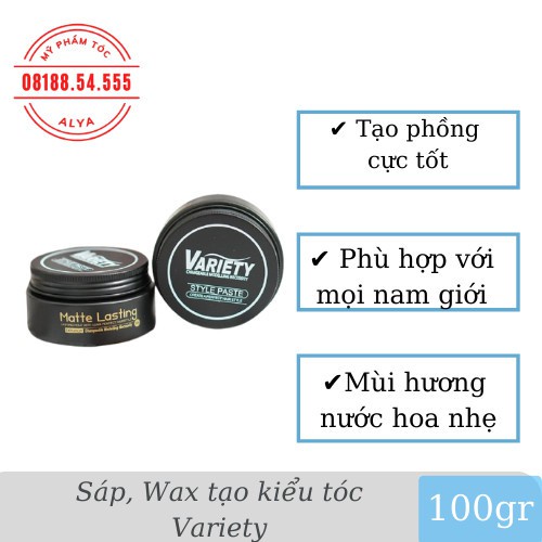 Sáp, Wax vuốt tóc Variety Matte Lasting 100gr tạo kiểu giữ nếp cho tóc. HÀNG CHÍNH HÃNG .